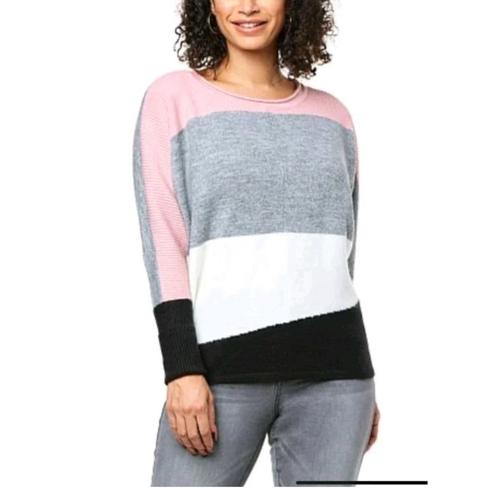 H Halston Colorblock Dolman‎ Pullover SWEATER PLUS SZ LG